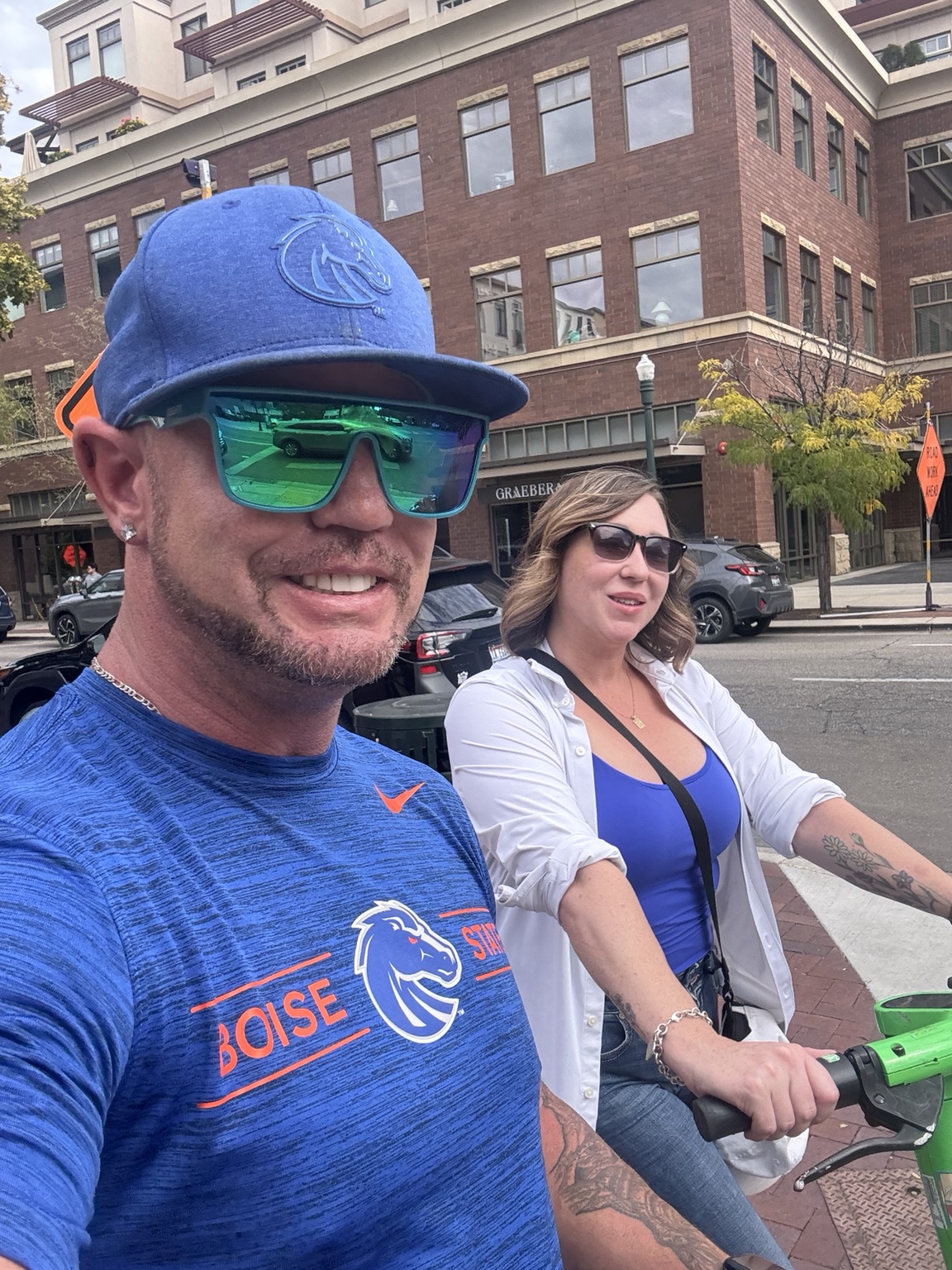 Couple in Boise State gear